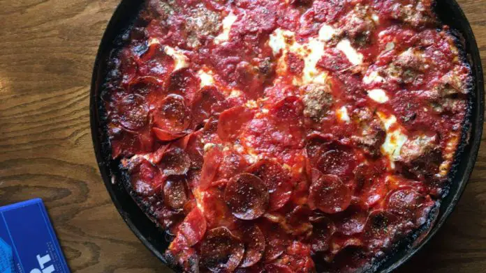 Deep Dish Pizza at Pequod's Pizza