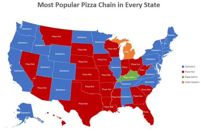 Most Popular Pizza chain in each state